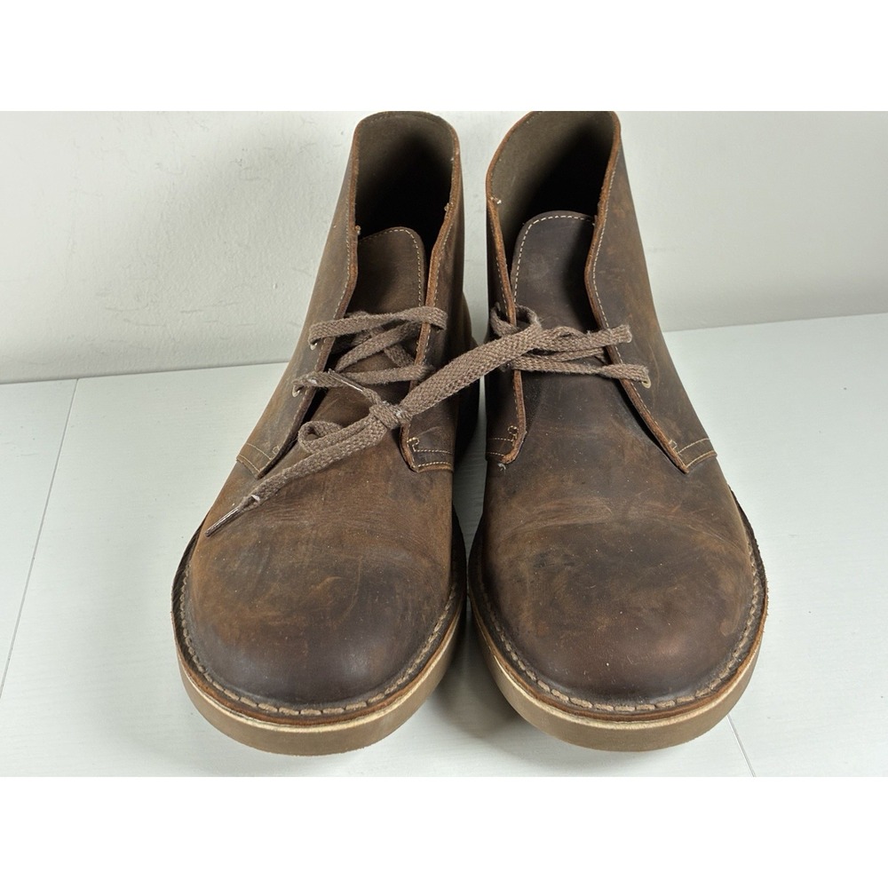 Clarks Men's Bushacre 2 Chukka Desert Boots Beeswax Brown Leather Size 10 Wide - Picture 2 of 7